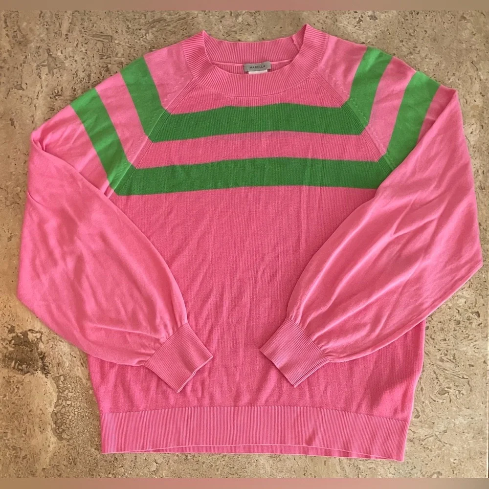 Marella Mixed-Knit Striped Sweater Deep Rose - Picture 2 of 8